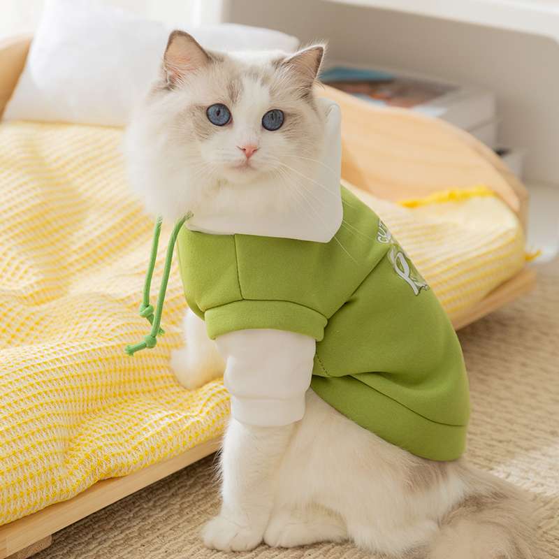 猫服 もこもこパーカー風猫用着ぐるみ