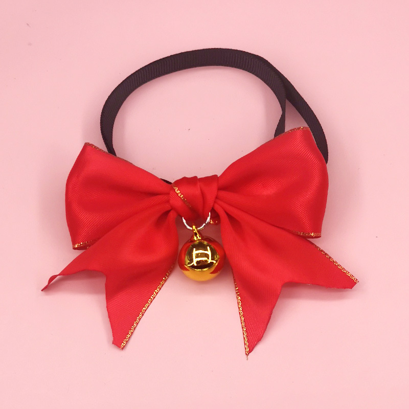 猫服 華やかリボンと鈴付きふわふわファー首輪