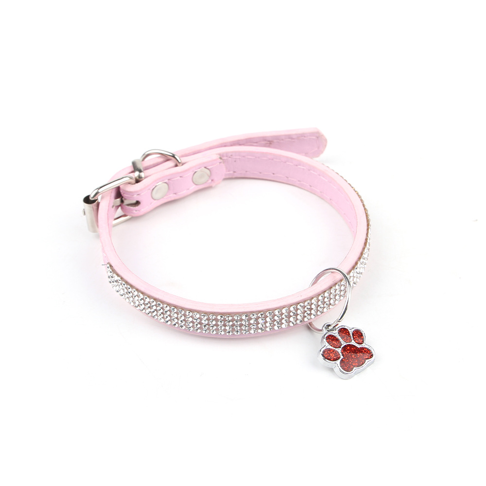 猫服 きらめく輝石装飾肉球チャーム付き首輪