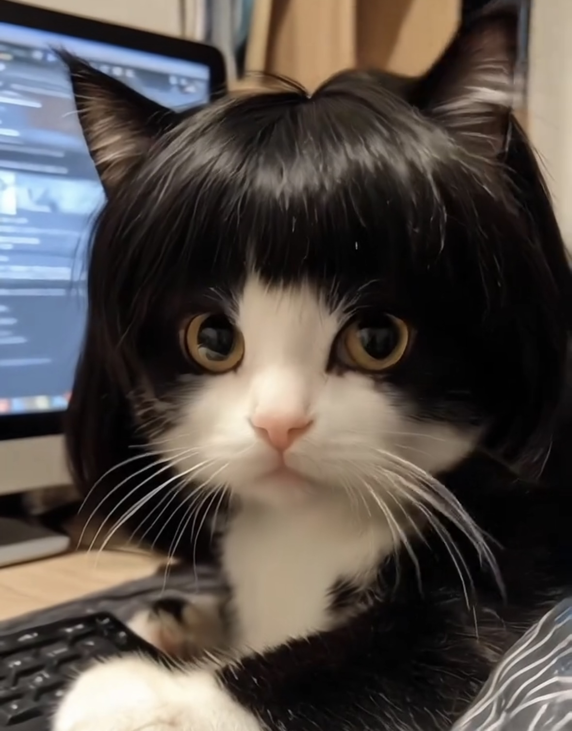 猫服 猫服 猫耳ウィッグ 自然な輝き