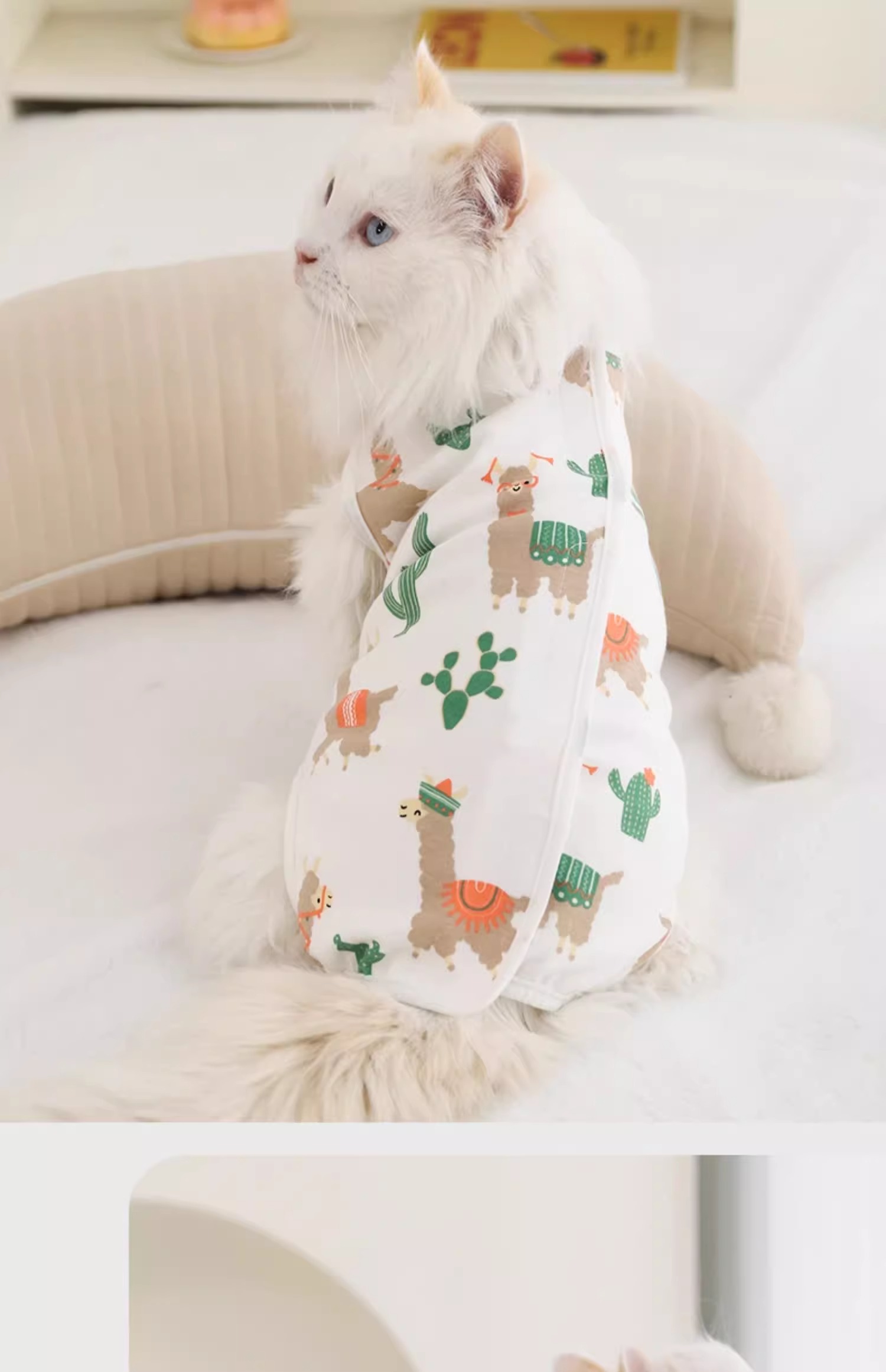 猫服 さぼてん柄の優しい術後ウェア
