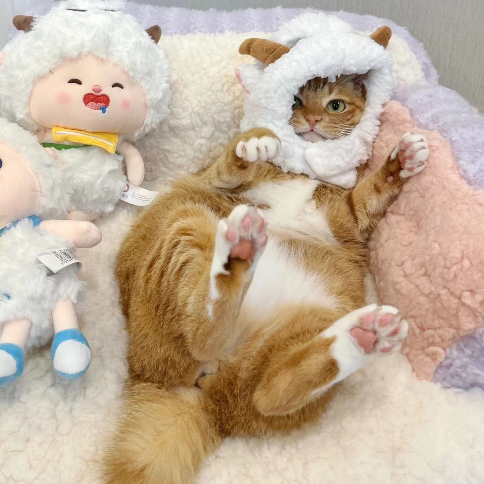 猫服 もこもこひつじさん帽子