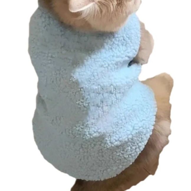 猫服洋服 もこもこボア素材の袖なしベスト型猫用洋服