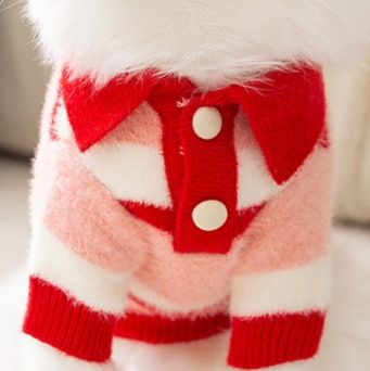 猫服洋服 もこもこ素材のボーダー柄ニットセーター