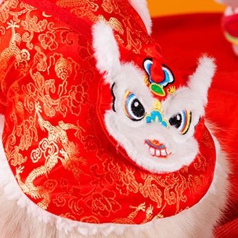 猫服洋服 獅子舞刺繍入り中華風新年祝い猫用チャイナ服