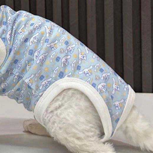 猫服洋服 子猫とお花の総柄袖なしタンクトップ