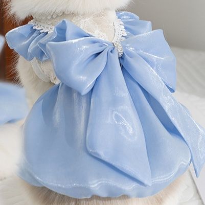 猫服洋服 お姫様風フリル襟付き光沢ドレス