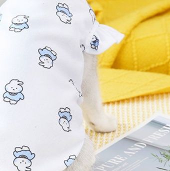 猫服 洋服天使柄フリル袖付き半袖猫用洋服