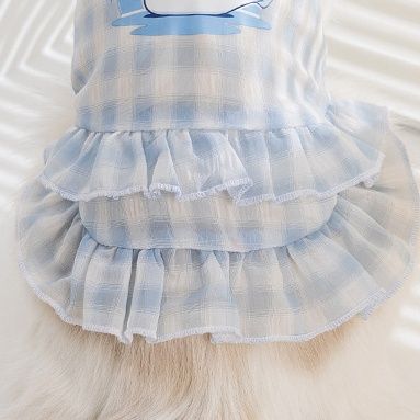 猫服洋服 動物プリント付きフリルワンピース