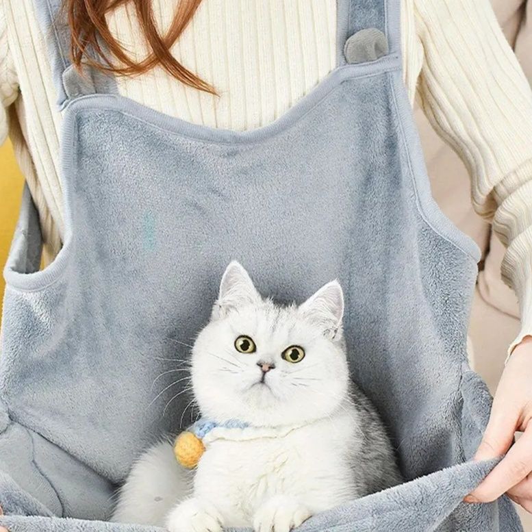 猫服 もこもこ素材の猫耳付き抱っこ袋