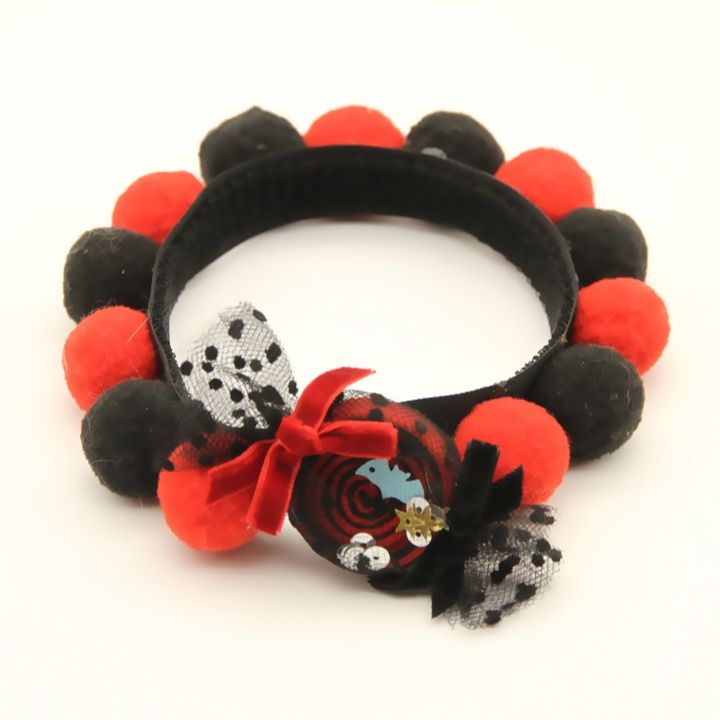 猫服 妖精の森ふわふわボンボン付き首輪