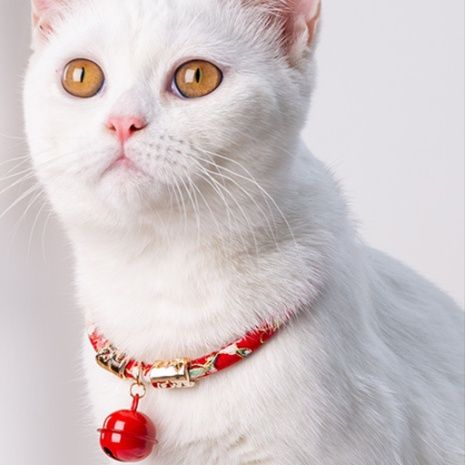猫服 編み込みビーズ鈴付き首輪