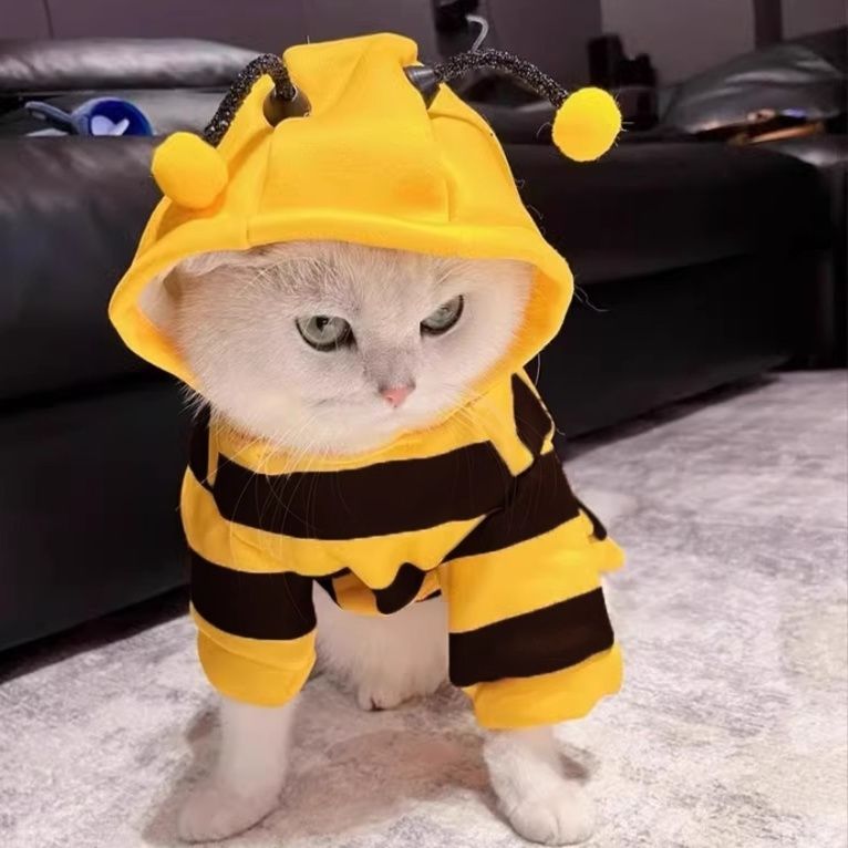 猫服 愛猫が変身ミツバチ着ぐるみ風猫服コスプレ