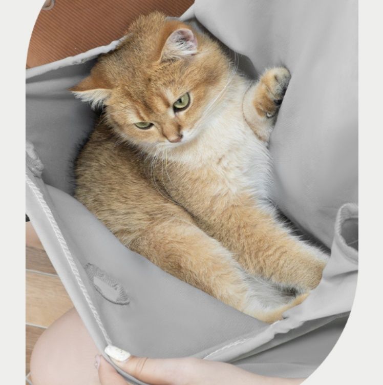 猫服 　抱っこ服　帯洞付き伸縮式エプロン型