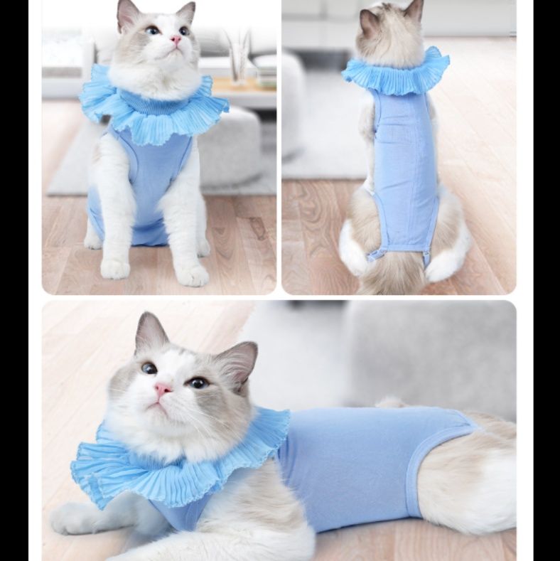 猫服 フリル襟付き猫用 術後服