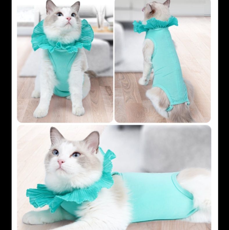猫服 フリル襟付き猫用 術後服