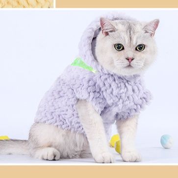猫服 もこもこ小兎耳付き猫用　防寒服
