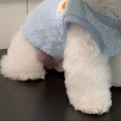 猫服 にこにこフラワー刺繍付きもこもこ猫用洋服