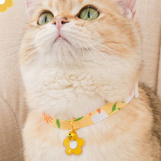 猫服 太陽花モチーフ付き猫型バックル首輪
