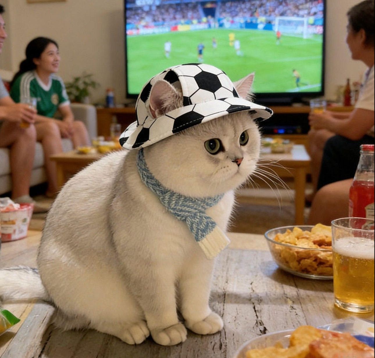 猫服 サッカーボール柄猫用キャップ帽子