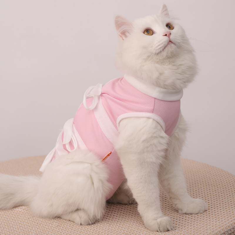  愛猫のための可愛い背中開き紐結び術後服