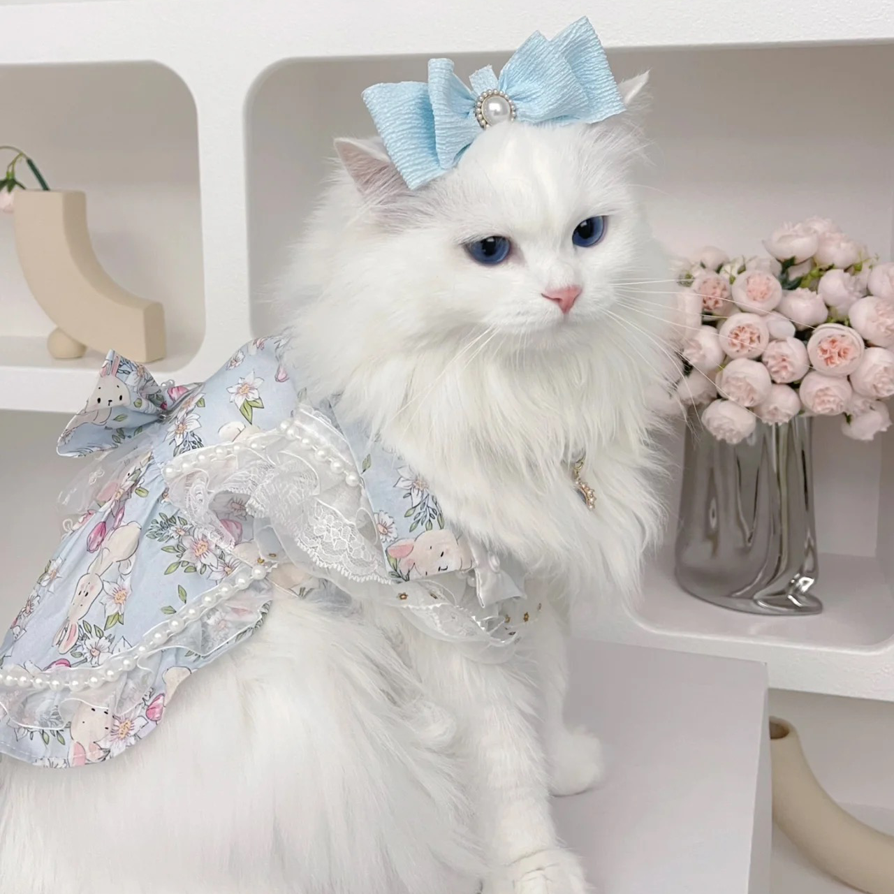 Cat Clothing Clothing | Fluffy Lace Princess Dress for Cats