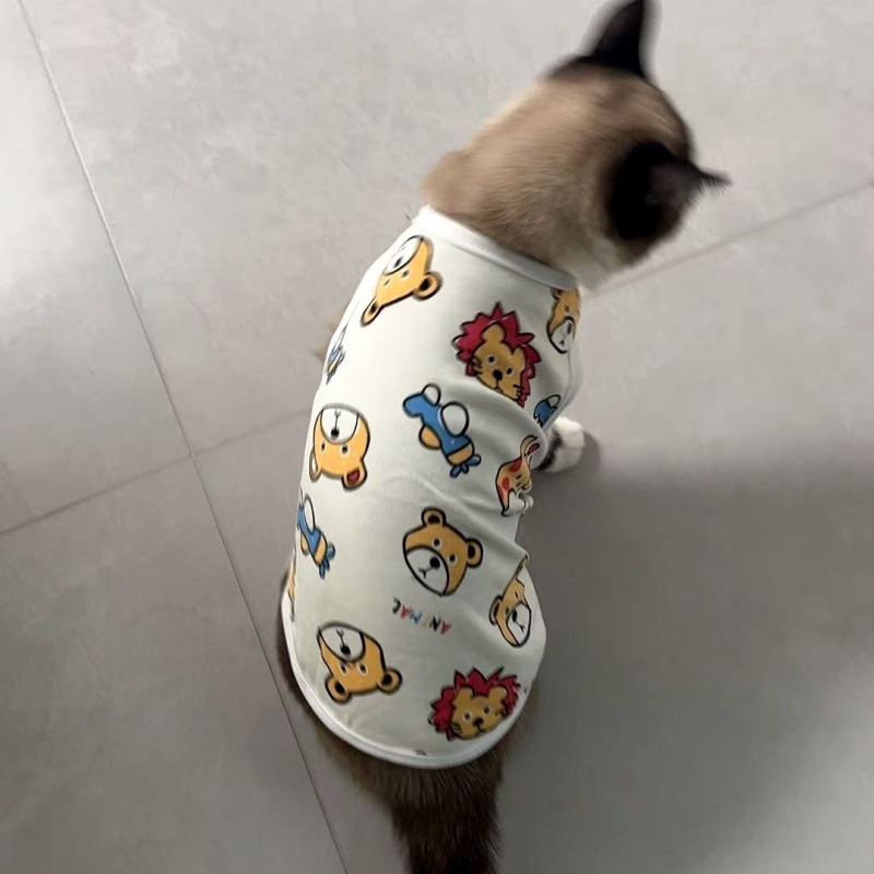  可愛いライオン柄ベストタイプ猫服