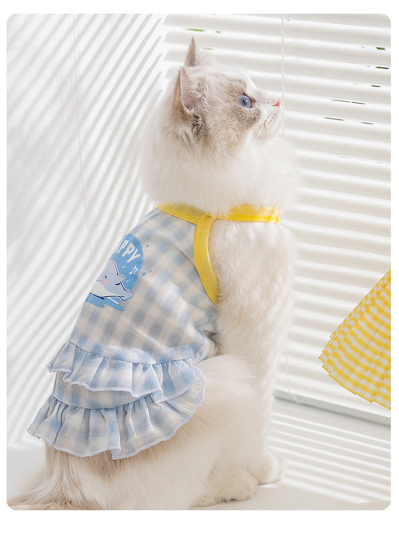 猫服 うさぎさんプリント付きフリルワンピース