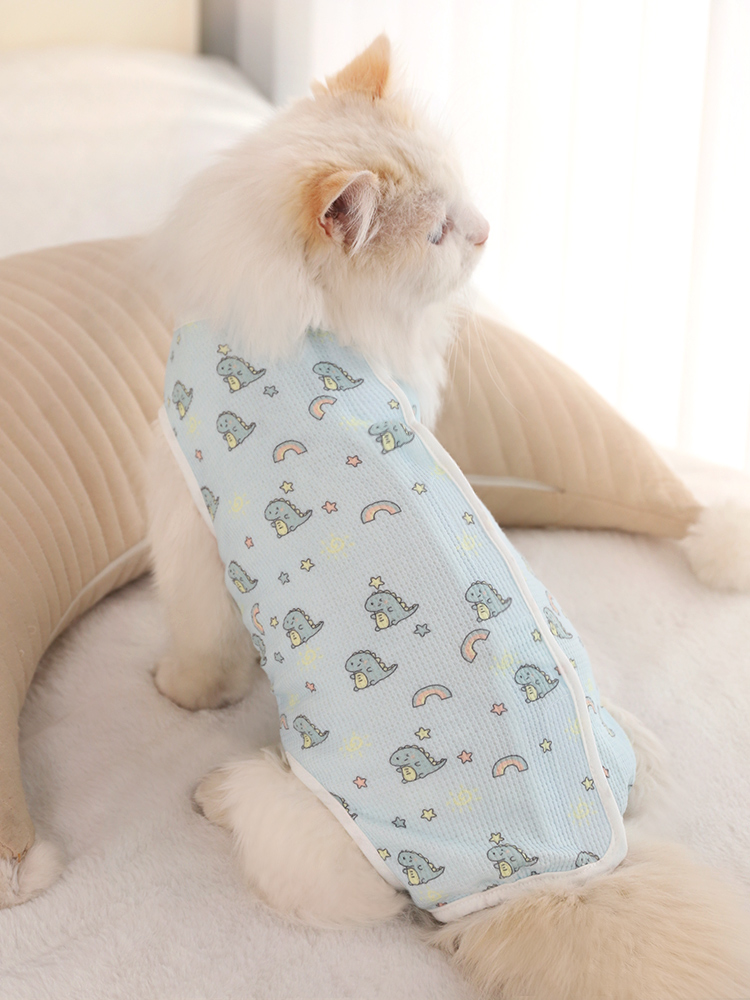 猫服 さぼてん柄の優しい術後ウェア