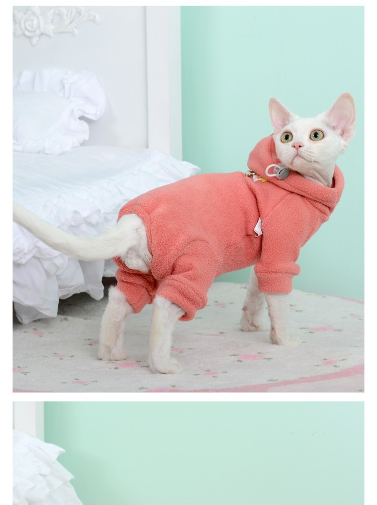 猫服 もこもこフリース素材の全身包み込みつなぎ猫服　スフィンクス