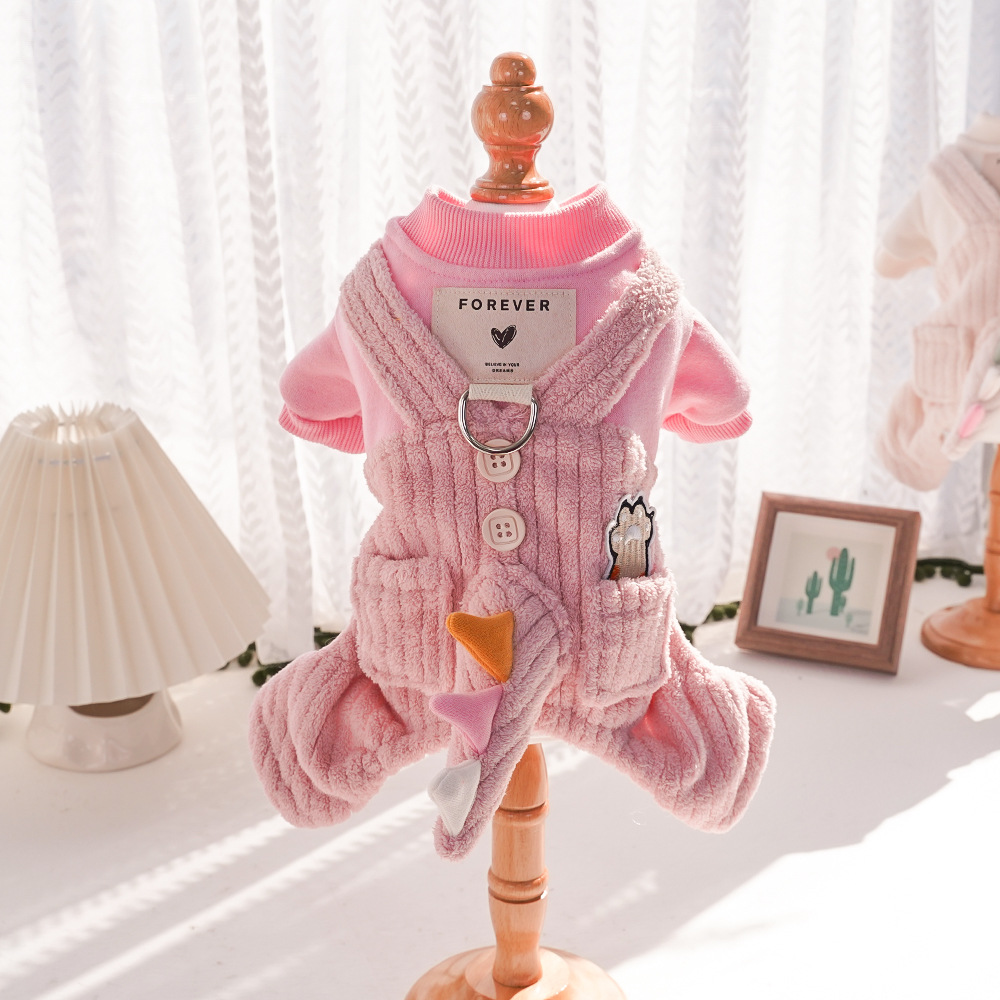 猫服 もこもこボア素材の可愛いつなぎ型防寒着