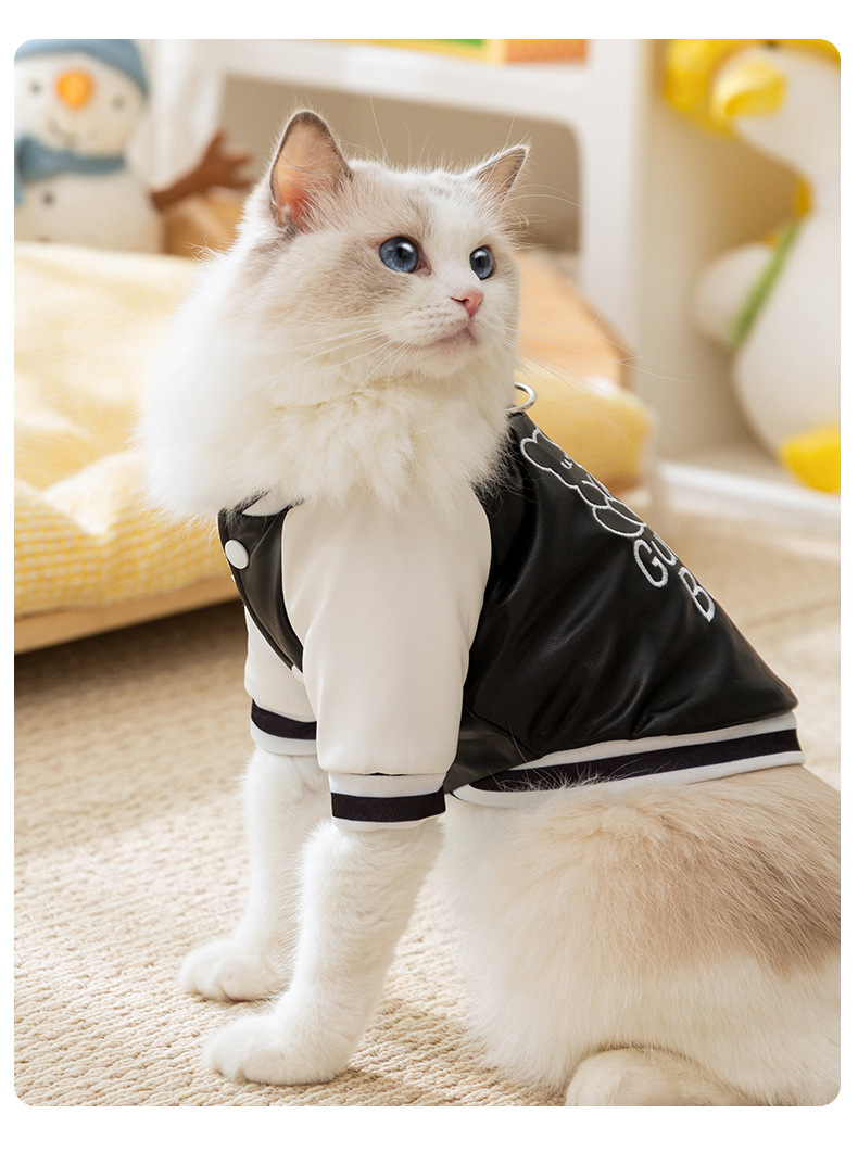猫服 くまちゃんプリントスタジャン風猫服