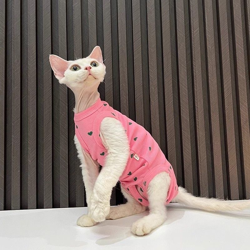 猫服 ハート柄リブニットタンクトップ　スフィンクス用