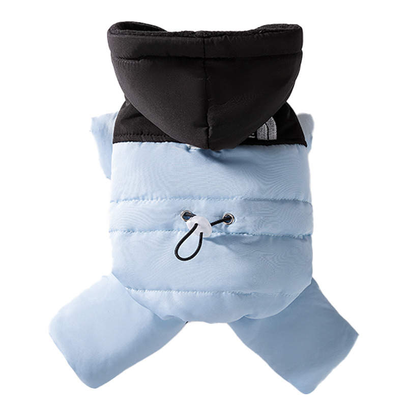 猫服 ふわもこ毛皮付き中綿入り猫用つなぎ防寒着