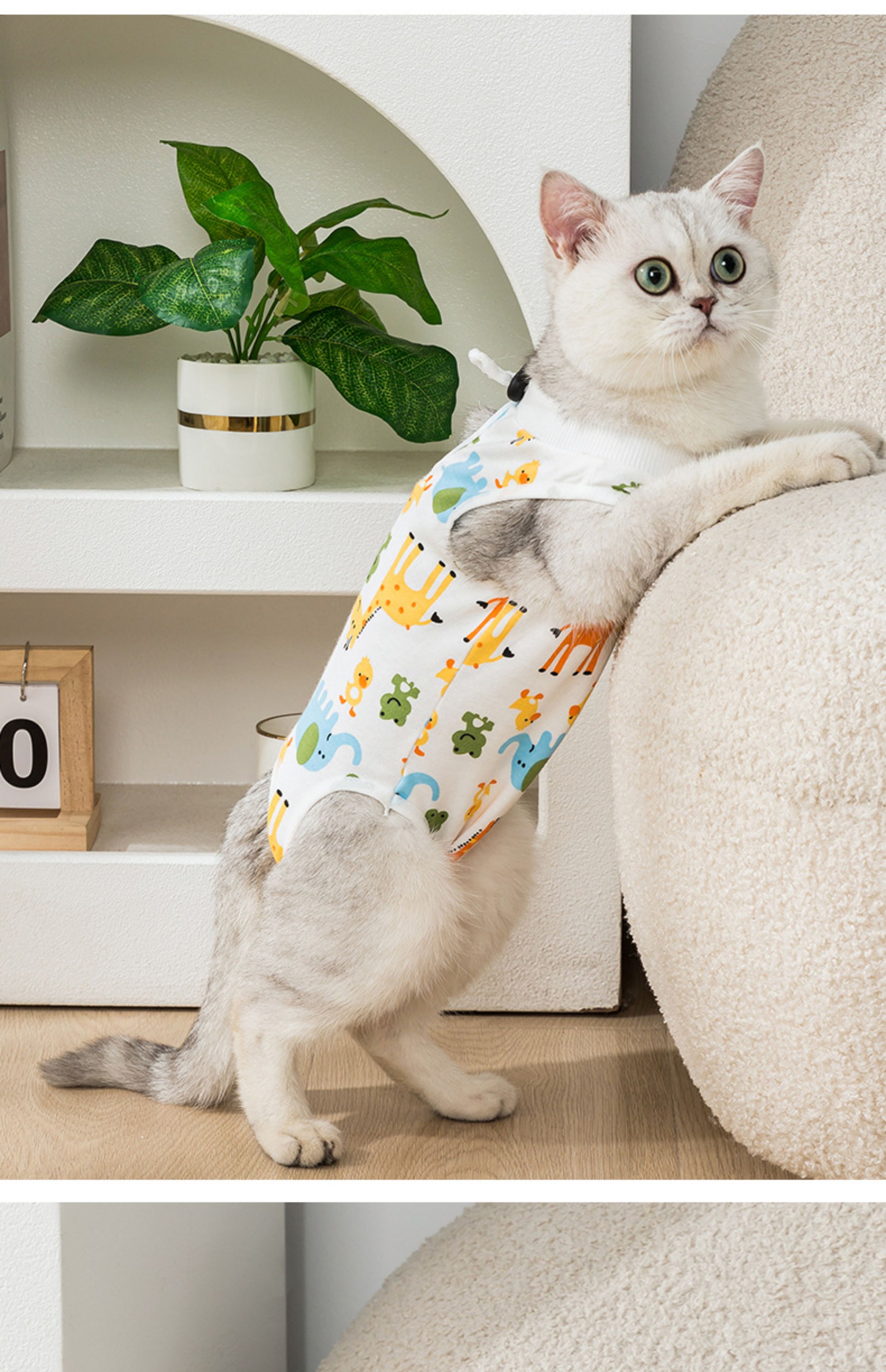 猫服 やさしい着心地 動物柄術後服
