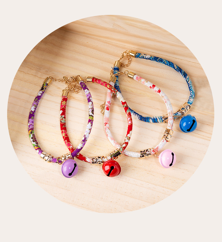 猫服 編み込みビーズ鈴付き首輪