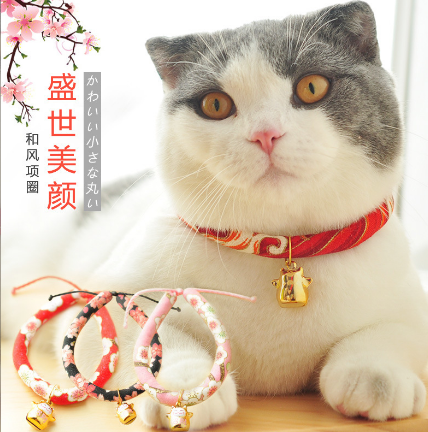 猫服 和風 鈴付き 猫用首輪 可愛い和柄ペット用品