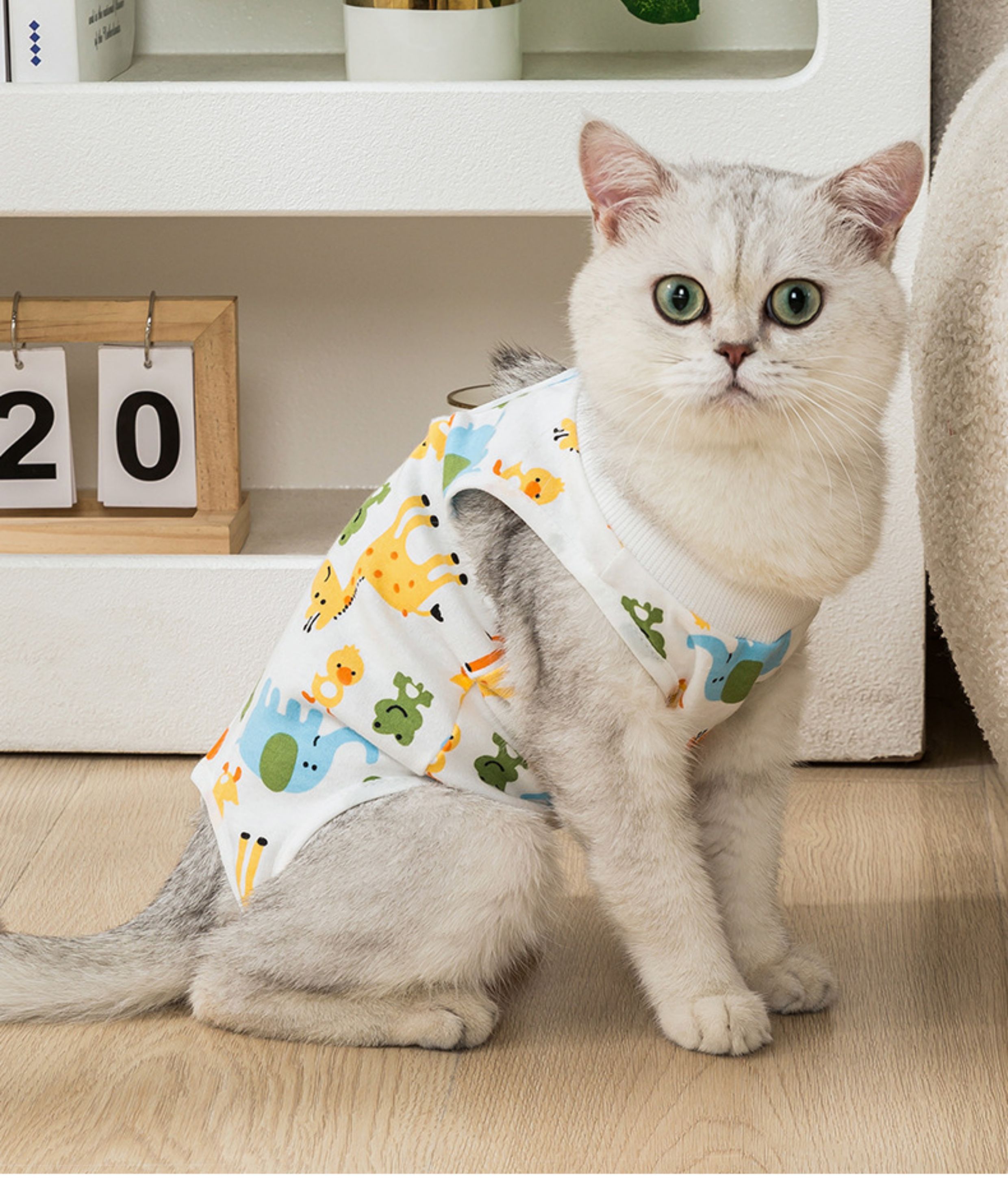 猫服 やさしい着心地 動物柄術後服