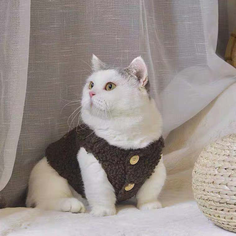 猫服 もこもこボタン付きベスト