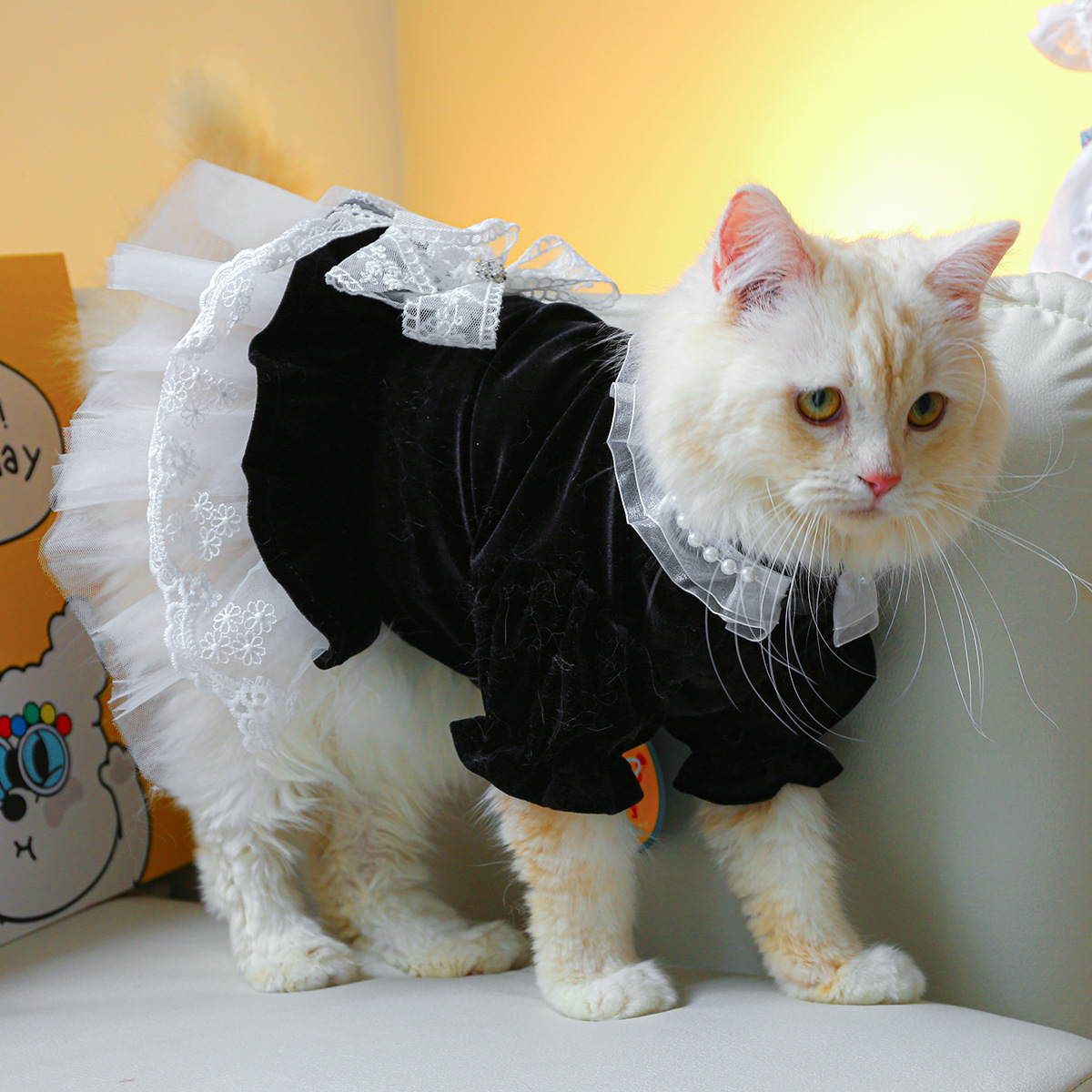 猫服 姫系ベルベット調フリルワンピース 洋服