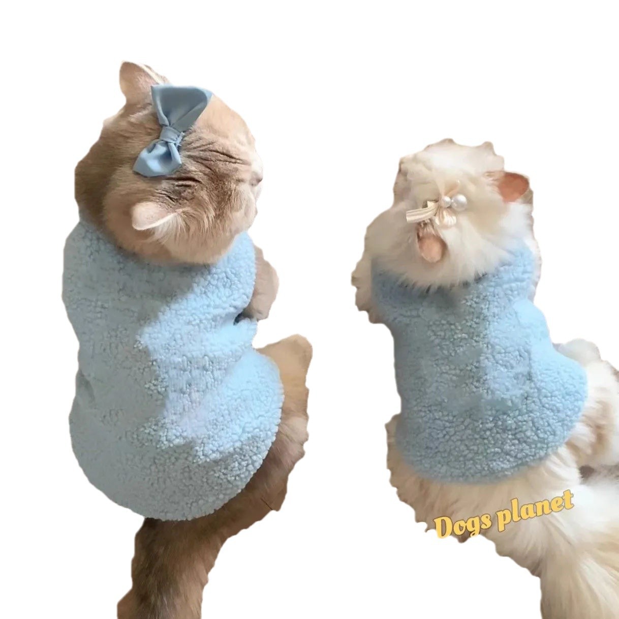 猫服 もこもこボア素材の袖なしベスト型猫用洋服