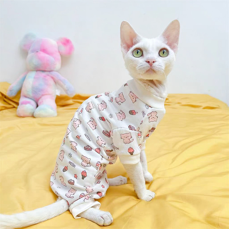 猫服 子猫とお寿司柄の可愛いつなぎタイプ猫服　スフィンクス