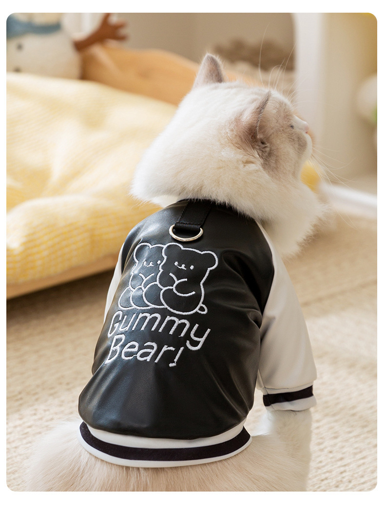 猫服 くまちゃんプリントスタジャン風猫服