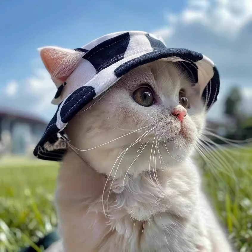 猫服 猫耳穴あきつば広帽子 猫用かぶりもの