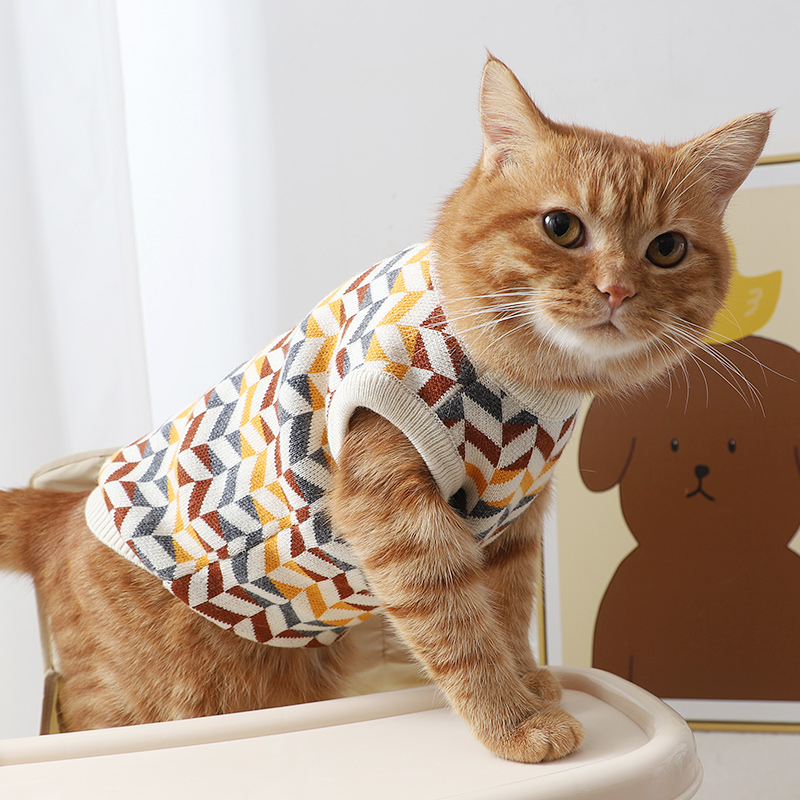 編み込みニット猫用洋服