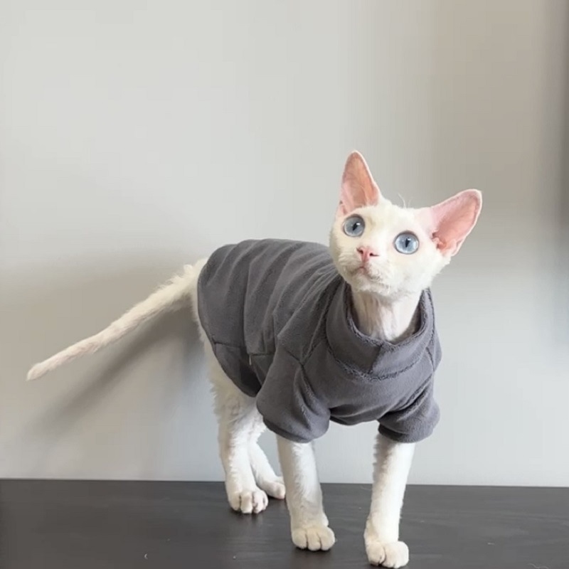 猫服 もこもこ裏起毛ハイネック猫用防寒トップス