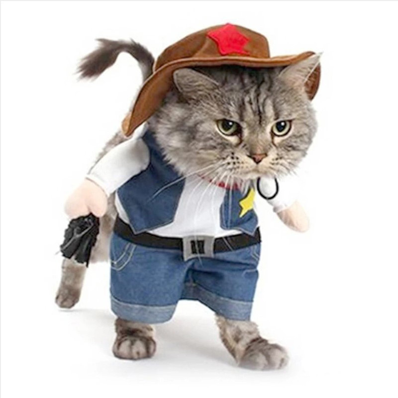 猫服 猫用保安官コスプレ衣装帽子付きセット