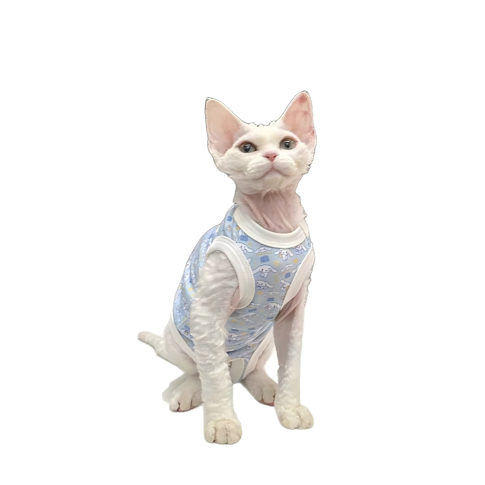 猫服 子猫とお花の総柄袖なしタンクトップ