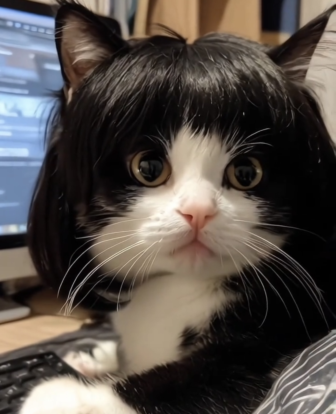 猫服 猫服 猫耳ウィッグ 自然な輝き