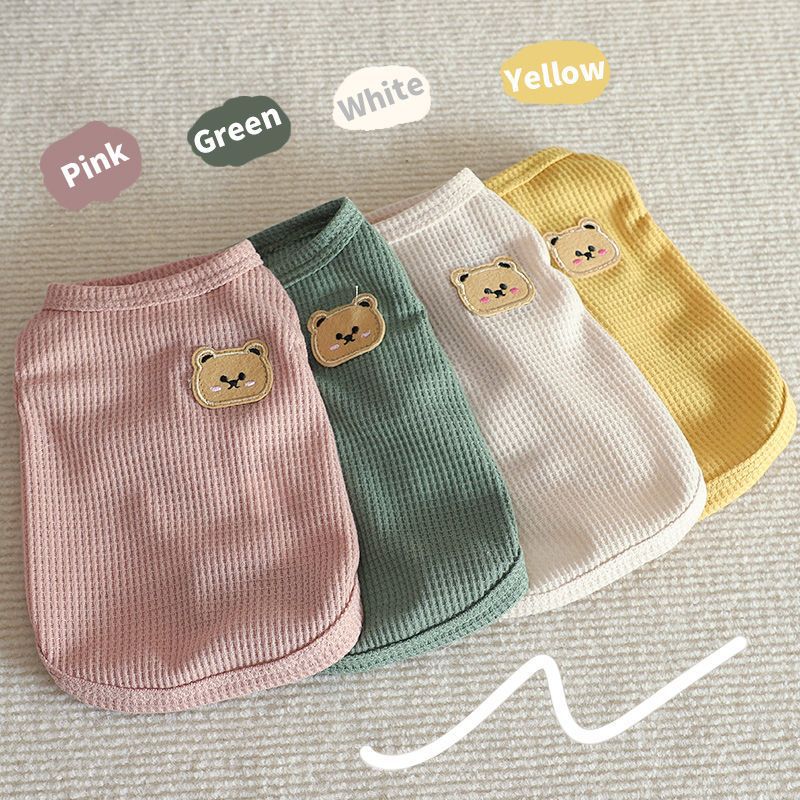 猫服 可愛い熊刺繍入りリブニットベスト